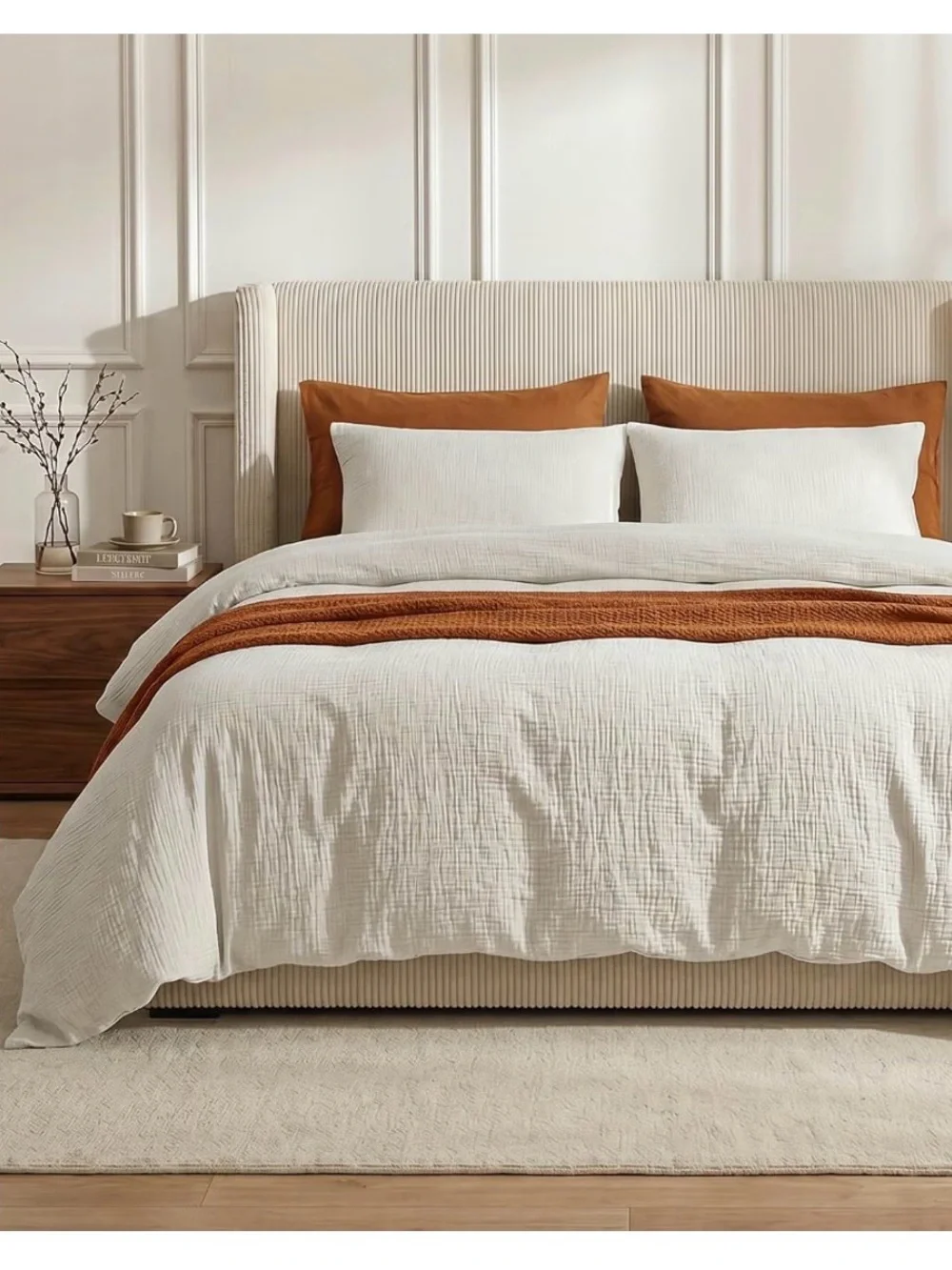 White Muslin Duvet Cover and pillow shams - KING - NEW & UNOPENED